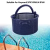 A blue skimmer basket is shown floating in a swimming pool next to the pool ladder. Produktbild-Vorschau