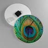 Wanduhr - Rund - Glasuhr - Pfauen Federn Regenbogen - Produktbild-Vorschau 2