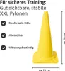 A yellow traffic cone with text describing its features. Náhľad obrázku produktu