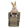 Clayre & Eef Figur Kaninchen 13x7x12 cm Rosa Beige Produktbild-Vorschau 4