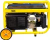 A yellow generator with black accents and orange wheels is shown against a white background. Produktbild-Vorschau