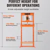 Diagram showing dimensions of an orange hydraulic press. Anteprima dell’immagine prodotto