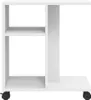 A white side table with shelves and wheels is shown against a white background. Náhled obrázku produktu