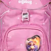 Close-up of a pink backpack with stars and a witch patch. Náhled obrázku produktu