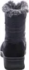 The back view of a black winter boot with a fur-lined collar. Náhľad obrázku produktu