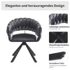 A close-up view of a gray velvet chair with detailed shots of its frame and legs, accompanied by descriptive text. Voir les images du produit