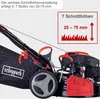 Close-up of a lawnmower with marketing text and graphics. Produktbild-Vorschau