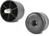 Two black furniture feet are shown against a white background. One foot is shown from the side, revealing its threaded screw. The other foot is shown from the bottom, revealing its hexagonal socket. Voir les images du produit