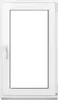 A white framed window with a clear glass pane, presented against a white background. Produktbild-Vorschau