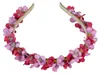 Blumen Haarreif "Elfe" - Schmaler Blütenkranz | Rosa Rot Produktbild-Vorschau 4