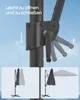 Close-up of a cantilever umbrella's crank mechanism, with inset images showing the umbrella in closed and open states. Produktbild-Vorschau