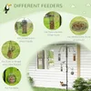 A collage of different bird feeders and their uses, with a background image of a house and garden. Voir les images du produit