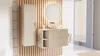 A modern bathroom vanity with a sink, mirror, and storage cabinet. Náhľad obrázku produktu