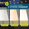 Three lampshades are shown side-by-side, each displaying a different light intensity. Anteprima dell’immagine prodotto