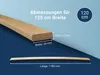 A wooden slat is shown with dimensions and specifications, along with a curved slat below it. Produktbild-Vorschau