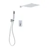 A shower system with a rain shower head, hand shower, and control valve, presented on a white background. Podgląd zdjęcia produktu