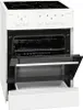A white freestanding electric cooker with the oven door open and a storage drawer pulled out. Produktbild-Vorschau