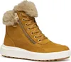 A single brown boot with fur trim and white soles is shown against a white background. Produktbild-Vorschau