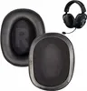 A pair of black ear pads and a black headset are shown against a white background. Náhled obrázku produktu
