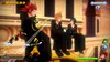 Characters from the game Kingdom Hearts are shown sitting on a ledge with a cityscape in the background. Produktbild-Vorschau