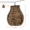 A close-up of a rattan lamp from a string of lights, with dimensions indicated. Anteprima dell’immagine prodotto