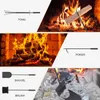 A collage of images showing fireplace tools and a fireplace with a fire. Podgląd zdjęcia produktu