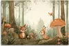 Leinwandbild für Kinderzimmer Waldtiere Natur Beige 100x70 Produktbild-Vorschau 3