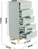 A diagram showing the dimensions of a chest of drawers. Podgląd zdjęcia produktu