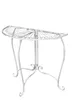 A silver metal half-round table with ornate legs on a white background. Produktbild-Vorschau