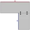 A diagram of a U-shaped kitchen layout with dimensions indicated by labels A and B. Produktbild-Vorschau