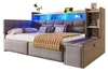 Samt Schlafsofa mit USB & Typ-C, LED-Licht, 2 Schubladen & Produktbild-Vorschau 9