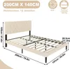 LZQ Polsterbett 140 x 200 cm Doppelbett mit Leder Kopfteil, Produktbild-Vorschau 2