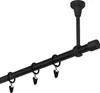 A black curtain rod with rings and clips, mounted from the ceiling. Podgląd zdjęcia produktu