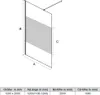 A diagram showing the dimensions of a shower enclosure with a table of measurements. Voir les images du produit