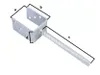 A metal post anchor with dimensions labeled. Produktbild-Vorschau