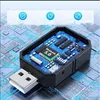 A close-up of a Bluetooth 5.0 adapter with a circuit board visible, set against a stylized digital background. Produktbild-Vorschau
