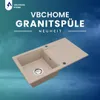 VBChome Granitspüle 76 x 44 cm Beige mit flexibler Armatur Produktbild-Vorschau 2
