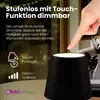 A hand touching a black lamp with text overlays describing its features. Anteprima dell’immagine prodotto