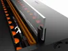 Close-up view of a modern fireplace mechanism with glowing elements and a transparent protective shield. Náhled obrázku produktu
