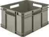 A gray plastic storage box is shown from a slightly elevated angle against a white background. Voir les images du produit
