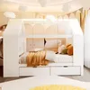 Flieks Kinderbett 90x200cm mit Led, Hausbett mit Fenster Produktbild-Vorschau 4