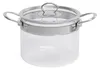 A clear glass pot with a silver lid and handles, shown on a white background. Náhled obrázku produktu