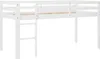 A white loft bed with a ladder is shown against a white background. Produktbild-Vorschau