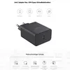 A black USB-C adapter is shown on a white background, with icons and text above and below it. Produktbild-Vorschau