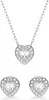 A jewelry set consisting of a necklace and two earrings, all featuring heart-shaped pendants with clear stones. Produktbild-Vorschau