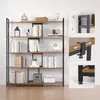 A multi-shelf bookcase with various items on display, along with inset images showing product features. Produktbild-Vorschau