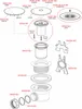 An exploded diagram showing the components of a drain assembly. Anteprima dell’immagine prodotto