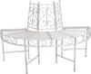 A white metal garden bench designed to fit around a tree. Produktbild-Vorschau