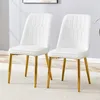 2er-Set Esszimmerstühle, weißes Kunstleder, goldene Produktbild-Vorschau 8