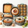 6er-Set Silikon-Backformen – Antihaft, rund & eckig, Produktbild-Vorschau 4